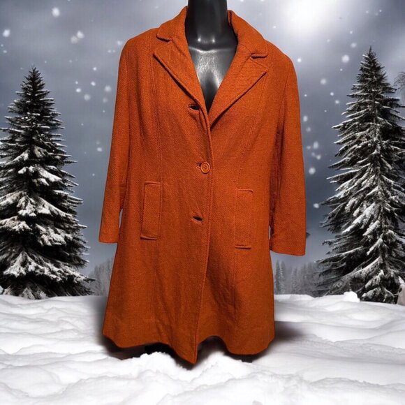 Mondo Di Marco 1970s Vintage Womens Wool Blazer Jacket Medium Orange Retro Lined - Picture 1 of 16